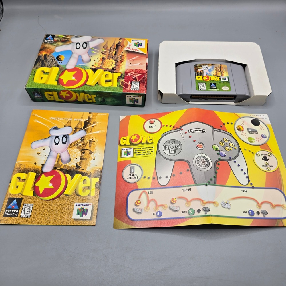 Glover Nintendo 64 N64 CIB Complete Box Manual Insert NUS-NGVE-USA Authentic